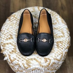Black leather coach loafers, size 9.5